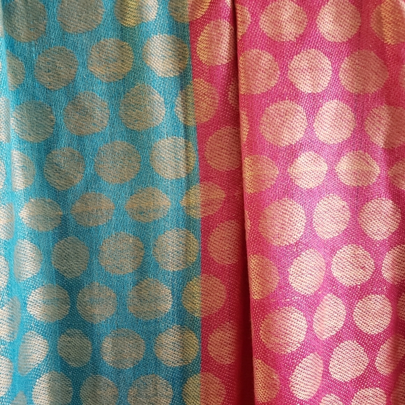 Polka Dot Scarf Bright Blue & Pink - Picture 3 of 10